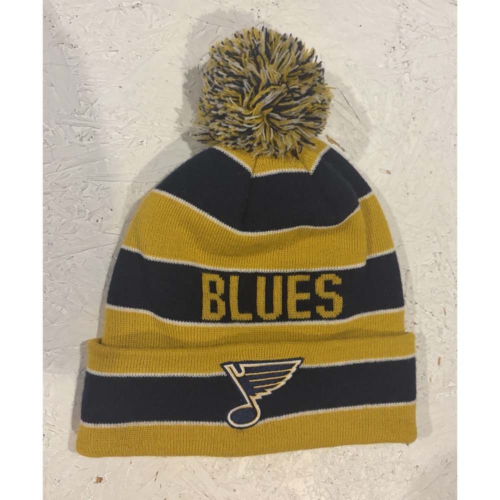 Old Time Hockey St Louis Blues Beanie Hat Cap NHL Blue Yellow Mens Comfort